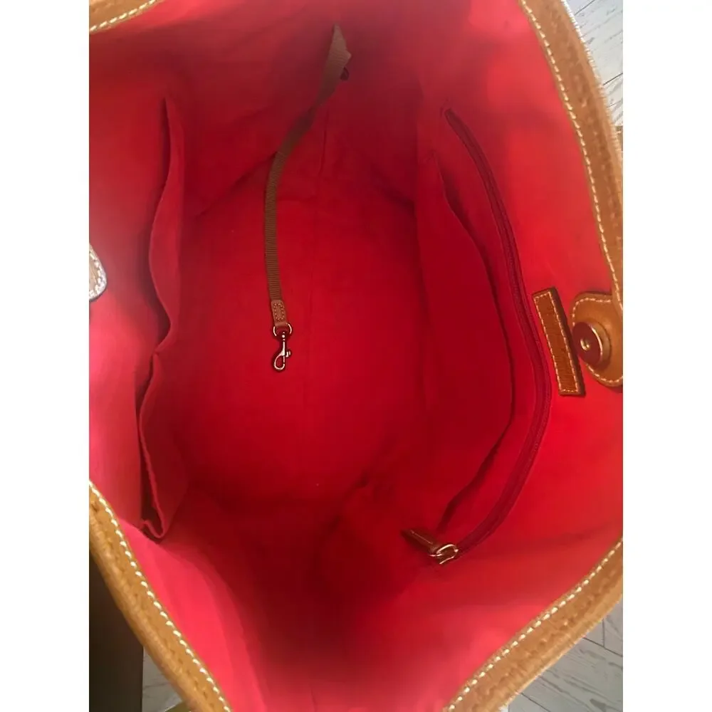 Dooney & Bourke Saffiano Leather Large Tote Bag Tan Cognac Shoulder Purse - Picture 5 of 8
